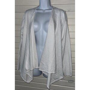 Hot Cotton Marc Ware Sz MEDIUM White Cotton Slub Knit Waterfall Cardigan Top EUC